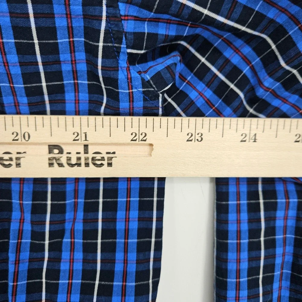 Polo Ralph Lauren‎ Pajama Shirt Mens Large Blue Plaid Cotton Long Sleeve Button